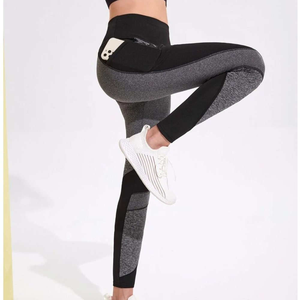 Black/Gray Colorblock Sports Leggings